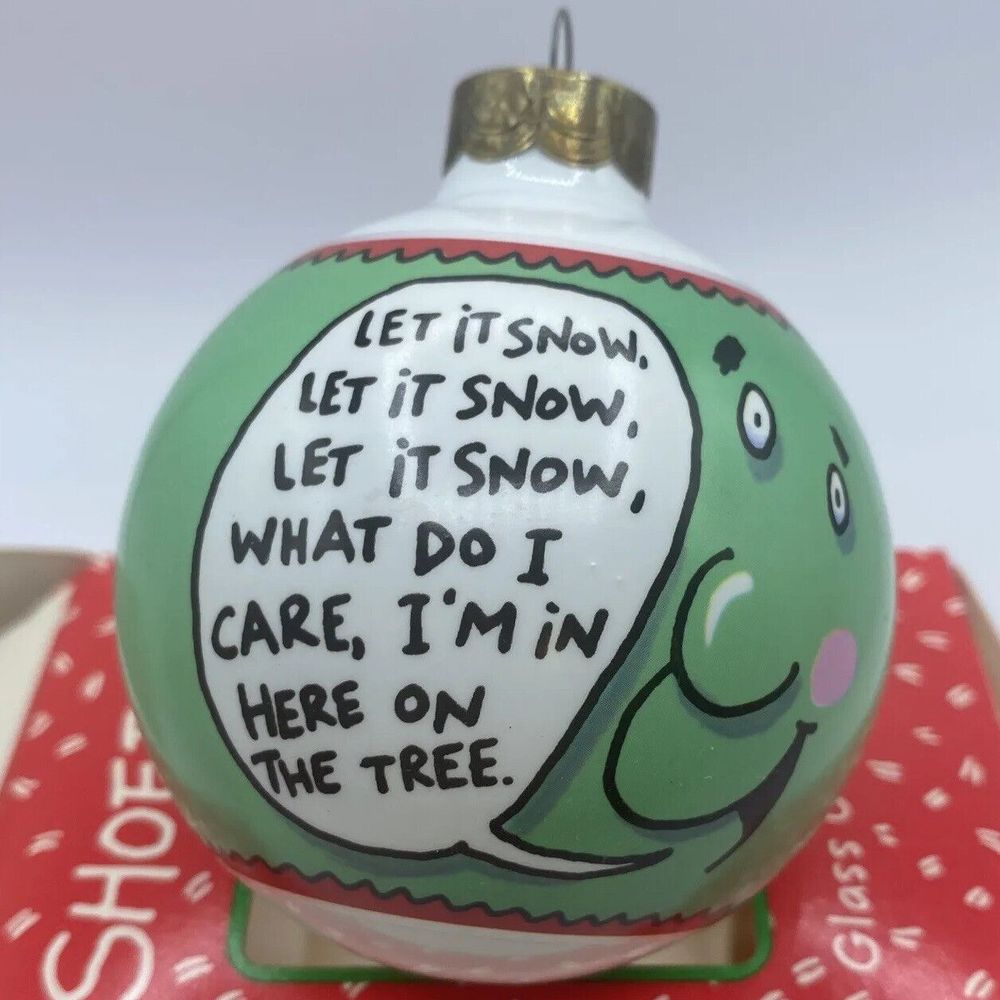 Hallmark Shoe Box Ornament Let It Snow Glass Ball Christmas 1992 RARE In‎ Box
